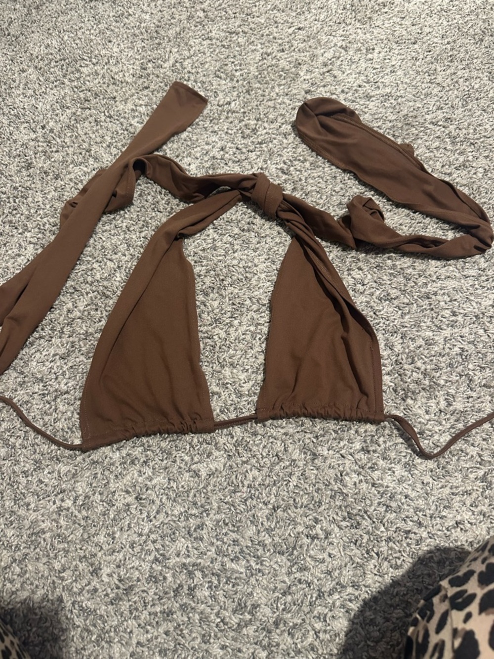SHEIN Brown Tie-Halter Triangle Tie Top